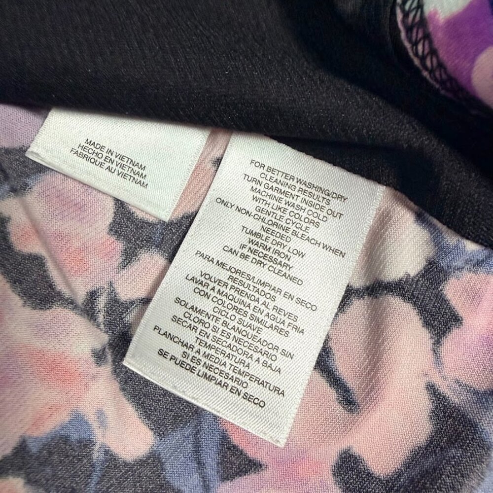 Jones Studio Separates-Floral Pink/Purple Sleeveless Pleated Top/Shell/Blouse 1X - Picture 3 of 4